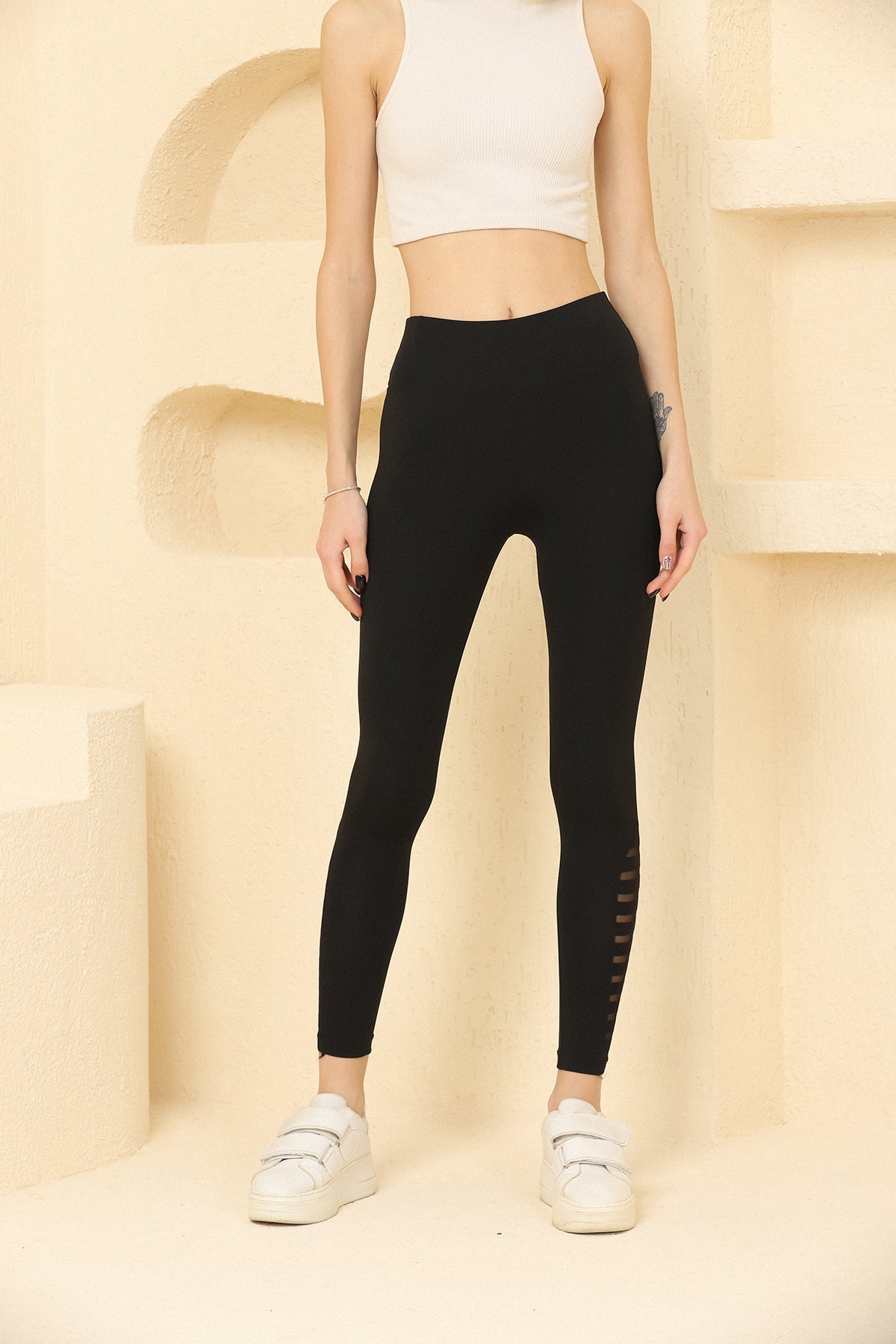 Women's Mesh Panel Detail Active Wear Leggings - WAL192