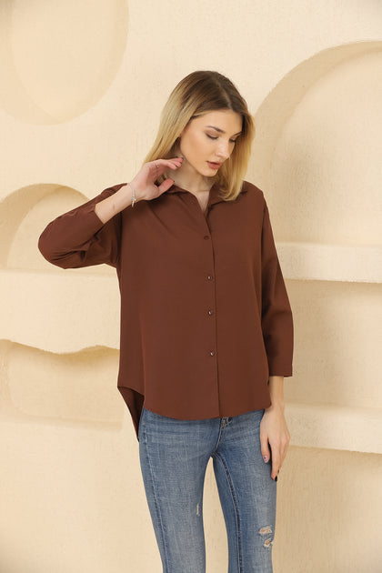 Women's Back Front Button Detail Shirt Top - WST518