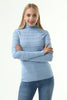 Women's High Neck Textured Detail Sweater by Memnu - MEWS254