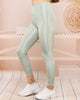 Women's Shiny Finish Detail Active Wear Leggings - WAL164