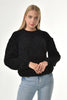 Women's Velvety Textured Detail Sweater by Memnu - MEWS232