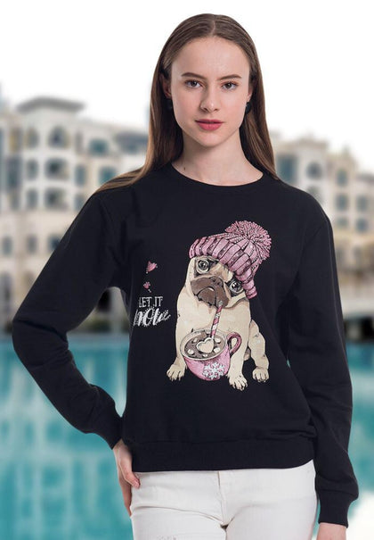 Womens Fleece Embellished Sweatshirt - MEWSWS7