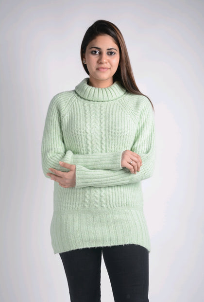 Women's Cable Knit Pattern Knitted Sweater by Memnu - MEWS67