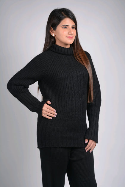 Women's Cable Knit Pattern Knitted Sweater by Memnu - MEWS85