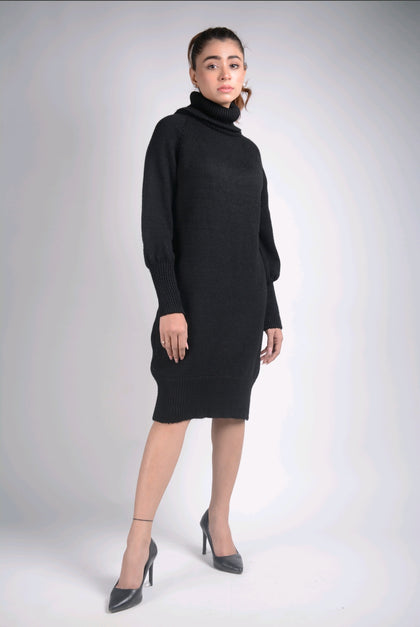 Womens Knitted Long Cuff Detail Dress MEWKND13