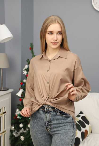 Women's Oversized Button Detail Shirt Top - WST242