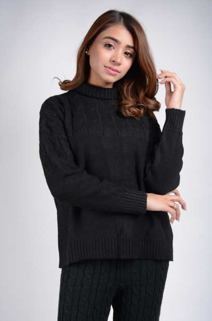 Women's Knitted High Neck Sweater by Memnu - MEWS39