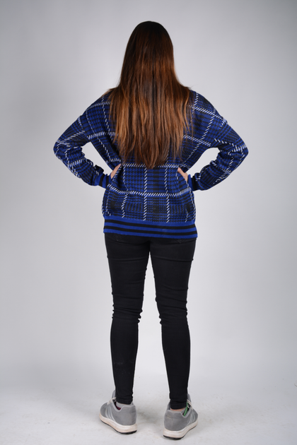 Women's Knitted Check Detail Sweater by Memnu - MEWS18