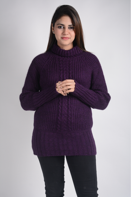 Women's Cable Knit Pattern Knitted Sweater by Memnu - MEWS65