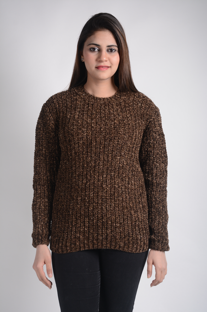 Women's Velvety Finish Knitted Sweater by Memnu - MEWS63