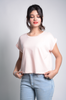 Women's Plain Fold Sleeve Crop Cotton T-Shirt MEPST22